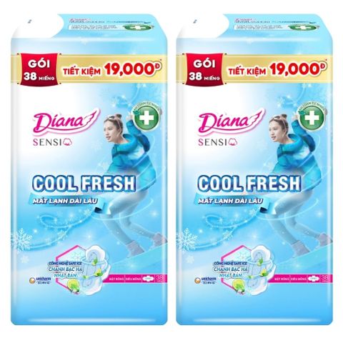 [HÀ ĐÔNG] Combo 2 Gói Băng Vệ Sinh Diana Sensi Cool Fresh Siêu Mỏng Cánh Mát Lạnh 23cm 38 Miếng