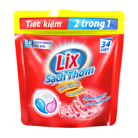 [HÀ ĐÔNG] Viên Giặt Xả Lix Sạch Thơm Hương Nước Hoa 34 Viên x 15g