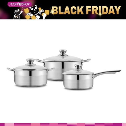 [BÌNH TÂN] Bộ 3 Nồi Inox 201 Elmich Smartcook 3 Đáy Có Tay Cầm 16cm/20cm/24cm