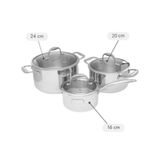 [HÀ ĐÔNG] Bộ 3 Nồi Inox 201 Elmich Smartcook 3 Đáy Có Tay Cầm 16cm/20cm/24cm 