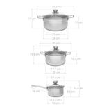  [BÌNH TÂN] Bộ 3 Nồi Inox 201 Elmich Smartcook 3 Đáy Có Tay Cầm 16cm/20cm/24cm 