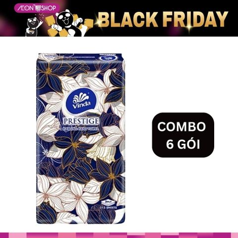 [BÌNH TÂN] Combo 6 Gói Khăn Giấy Rút Treo Tường Vinda Prestige 4D 212 Tờ 3 Lớp