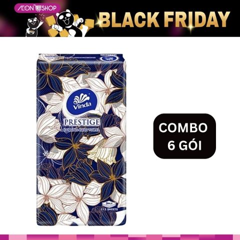 [HÀ ĐÔNG] Combo 6 Gói Khăn Giấy Rút Treo Tường Vinda Prestige 4D 212 Tờ 3 Lớp