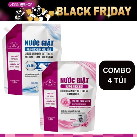 [BÌNH TÂN] Combo 4 Nước Giặt Topvalu Hương Nước Hoa Cho Máy Giặt Cửa Trước 3.6kg