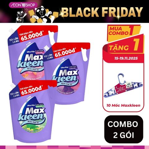 [BÌNH TÂN] Combo 2 Túi Nước Giặt Xả MaxKleen 3.8kg