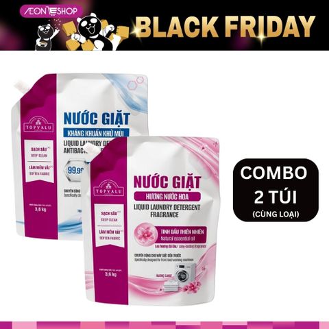 [HÀ ĐÔNG] Combo 2 Nước Giặt Topvalu Hương Nước Hoa Cho Máy Giặt Cửa Trước 3.6kg