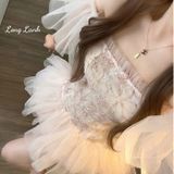  [Vải MM] [241](Giá 0.5m) Vải Tơ Hoa Nổi Cao Cấp May Áo, Váy, Đầm Thời Trang 