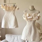  [Vải MM] [508](Giá 0.55m) Vải Xước Chấm Bi May Áo, Quần, Váy, Đầm Thời Trang 