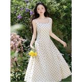  [Vải MM] [508](Giá 0.55m) Vải Xước Chấm Bi May Áo, Quần, Váy, Đầm Thời Trang 