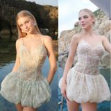  [Vải MM] [241](Giá 0.5m) Vải Tơ Hoa Nổi Cao Cấp May Áo, Váy, Đầm Thời Trang 