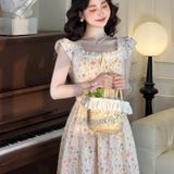  [Vải MM] [420](Giá 0.55m) Vải Kate Thêu Hoa May Áo, Váy, Đầm Thời Trang 