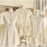  [Vải MM] [508](Giá 0.55m) Vải Xước Chấm Bi May Áo, Quần, Váy, Đầm Thời Trang 