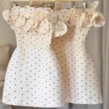  [Vải MM] [508](Giá 0.55m) Vải Xước Chấm Bi May Áo, Quần, Váy, Đầm Thời Trang 