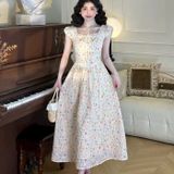  [Vải MM] [420](Giá 0.55m) Vải Kate Thêu Hoa May Áo, Váy, Đầm Thời Trang 