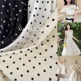  [Vải MM] [508](Giá 0.55m) Vải Xước Chấm Bi May Áo, Quần, Váy, Đầm Thời Trang 