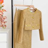  [Vải MM] [844] Vải Dạ Tweed Kim Sa Lên Vest, Set Bộ, Quần, Váy, Đầm Sang Trọng Đứng Form (Giá bán 0.5m) 