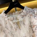  [Vải MM] [226] Vải Tơ Hoa Mai Nổi Cao Cấp May Áo Dài, Váy, Đầm Thiết Kế (Giá Bán 0.5m) 