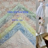  [Vải MM] [330] Vải Gấm Xốp Hoa Hồng Lên Áo, Váy, Đầm, Set Bộ, Áo Dài Thiết Kế (Giá Bán 0.5m) 