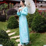  [Vải MM] [225] Vải Tơ Gấm Hoa Mai Cao Cấp May Áo Dài, Váy, Đầm Thiết Kế (Giá Bán 0.5m) 