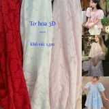  [Vải MM] [227] Vải Tơ Hoa 3D Nhẹ, Mát Lên Áo Dài, Đầm, Váy, Set Bộ Thiết Kế (Giá Bán 0.5m) 