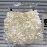  [Vải MM] [230] Vải Tơ Đính Hoa Hồng Lên Sơ Mi, Đầm, Váy, Set Bộ Thiết Kế Cần Lót (Giá Bán 0.5m) 