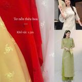  [Vải MM] (232) Vải Tơ Nến Thêu Hoa May Áo Dài, Váy, Đầm Thiết Kế (Giá Bán 0.5m) 