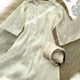  [Vải MM] (232) Vải Tơ Nến Thêu Hoa May Áo Dài, Váy, Đầm Thiết Kế (Giá Bán 0.5m) 