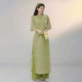  [Vải MM] (232) Vải Tơ Nến Thêu Hoa May Áo Dài, Váy, Đầm Thiết Kế (Giá Bán 0.5m) 