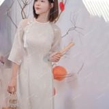  [Vải MM] (232) Vải Tơ Nến Thêu Hoa May Áo Dài, Váy, Đầm Thiết Kế (Giá Bán 0.5m) 