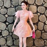  [Vải MM] [225] Vải Tơ Gấm Hoa Mai Cao Cấp May Áo Dài, Váy, Đầm Thiết Kế (Giá Bán 0.5m) 