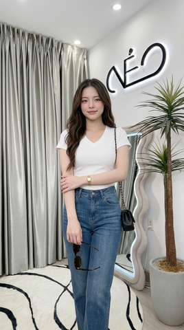 Áo thun gân cổ tim AN970 