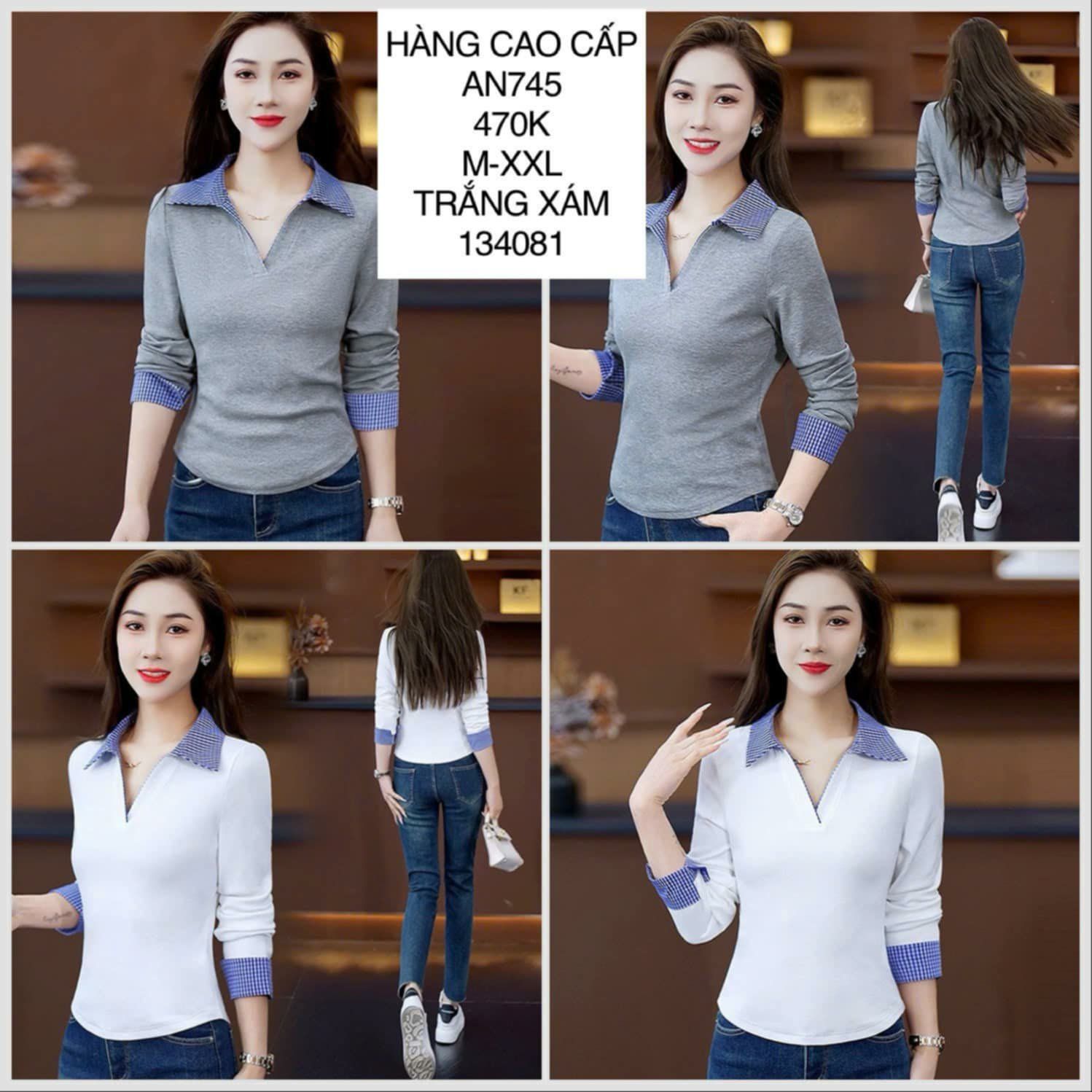  Áo thun phối viền caro AN745 