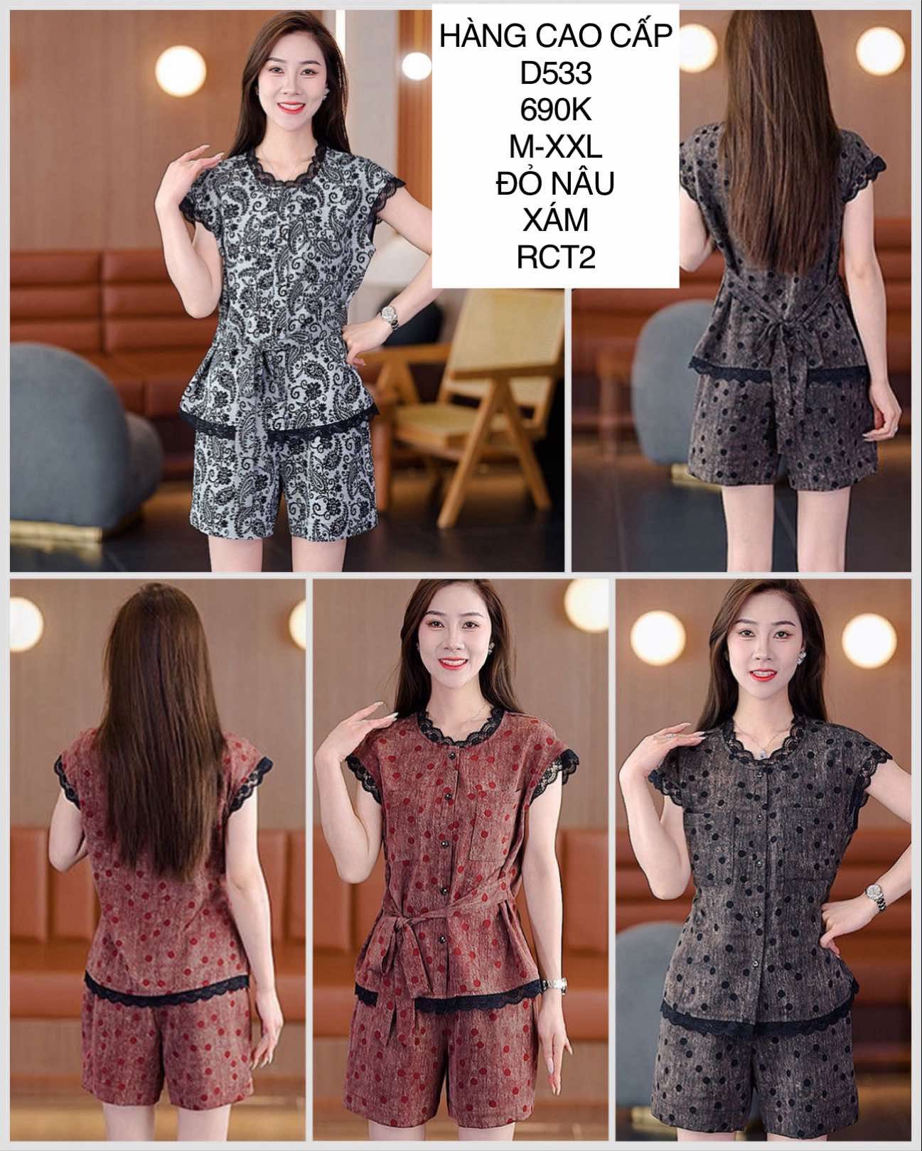  Set short phối ren D533 