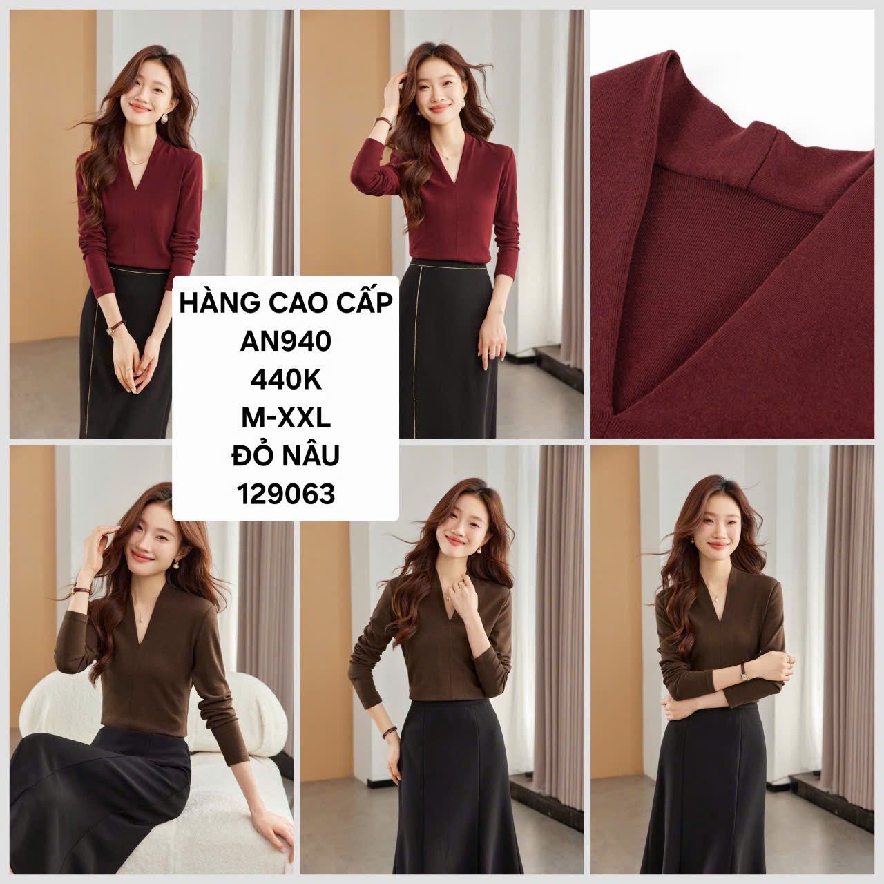  Áo kiểu cổ V hàng cao cấp AN940 