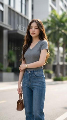  Áo thun gân cổ tim AN970 