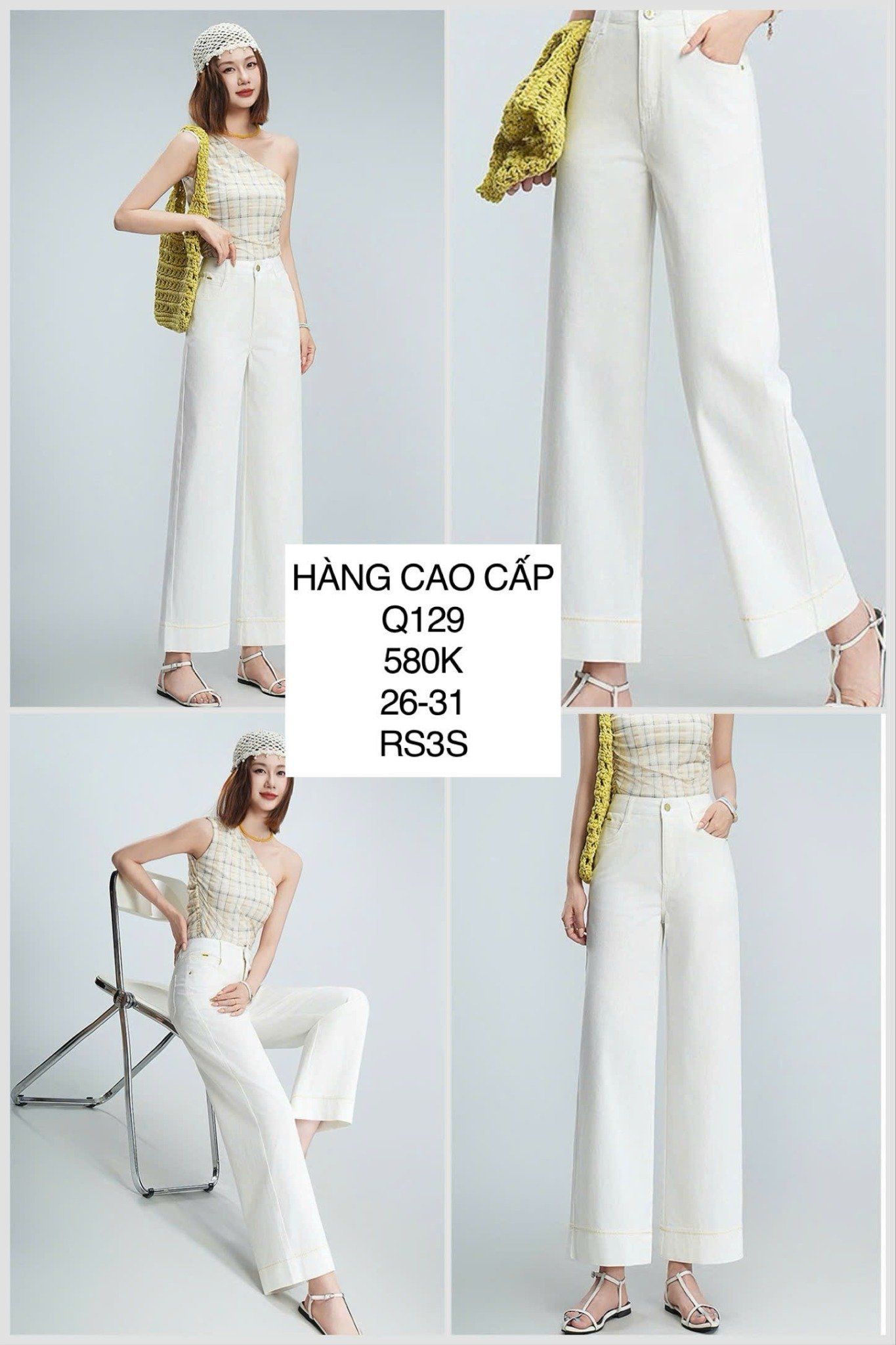  Quần denim viền chỉ vàng Q129 