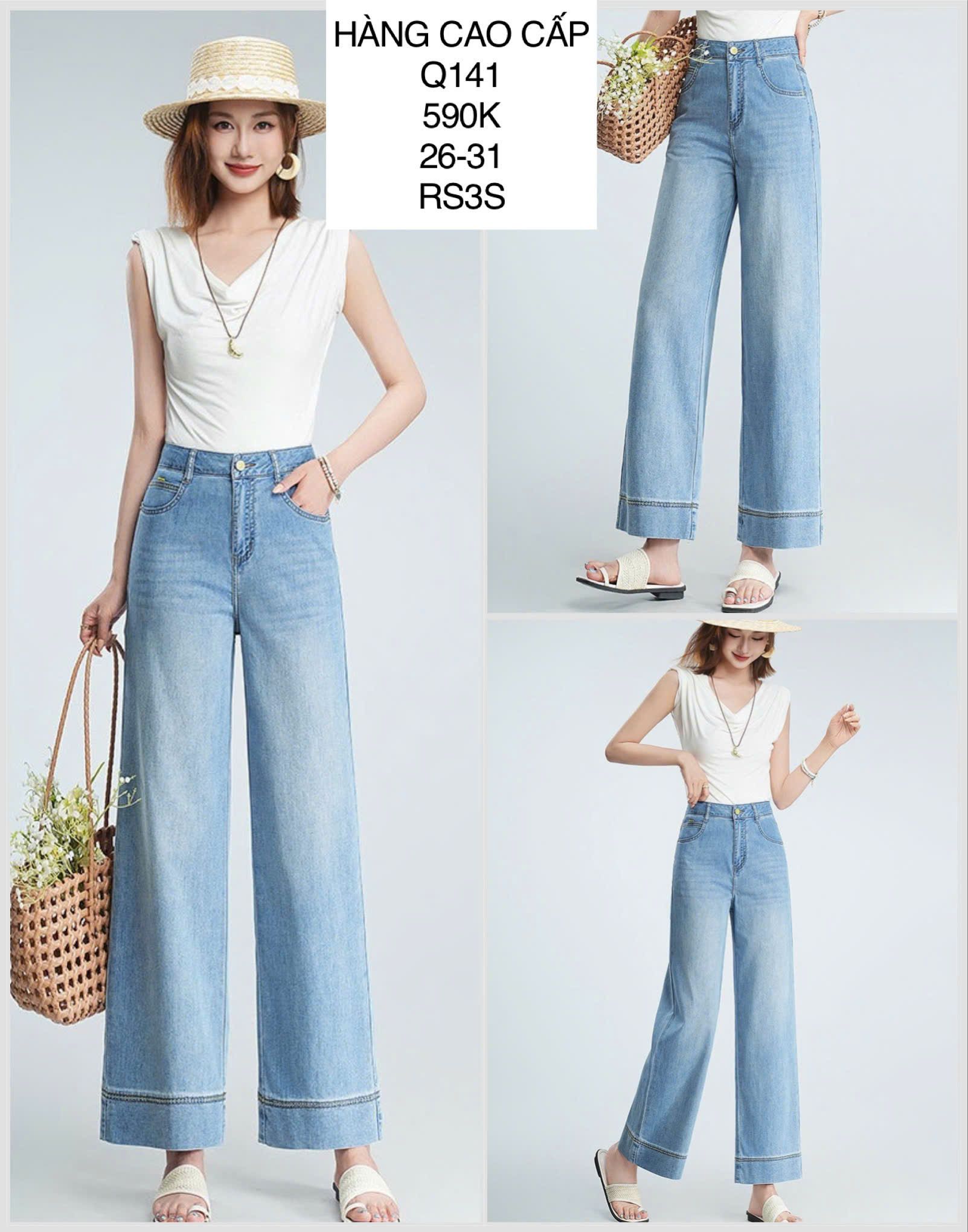  Quần denim viền chỉ vàng Q141 