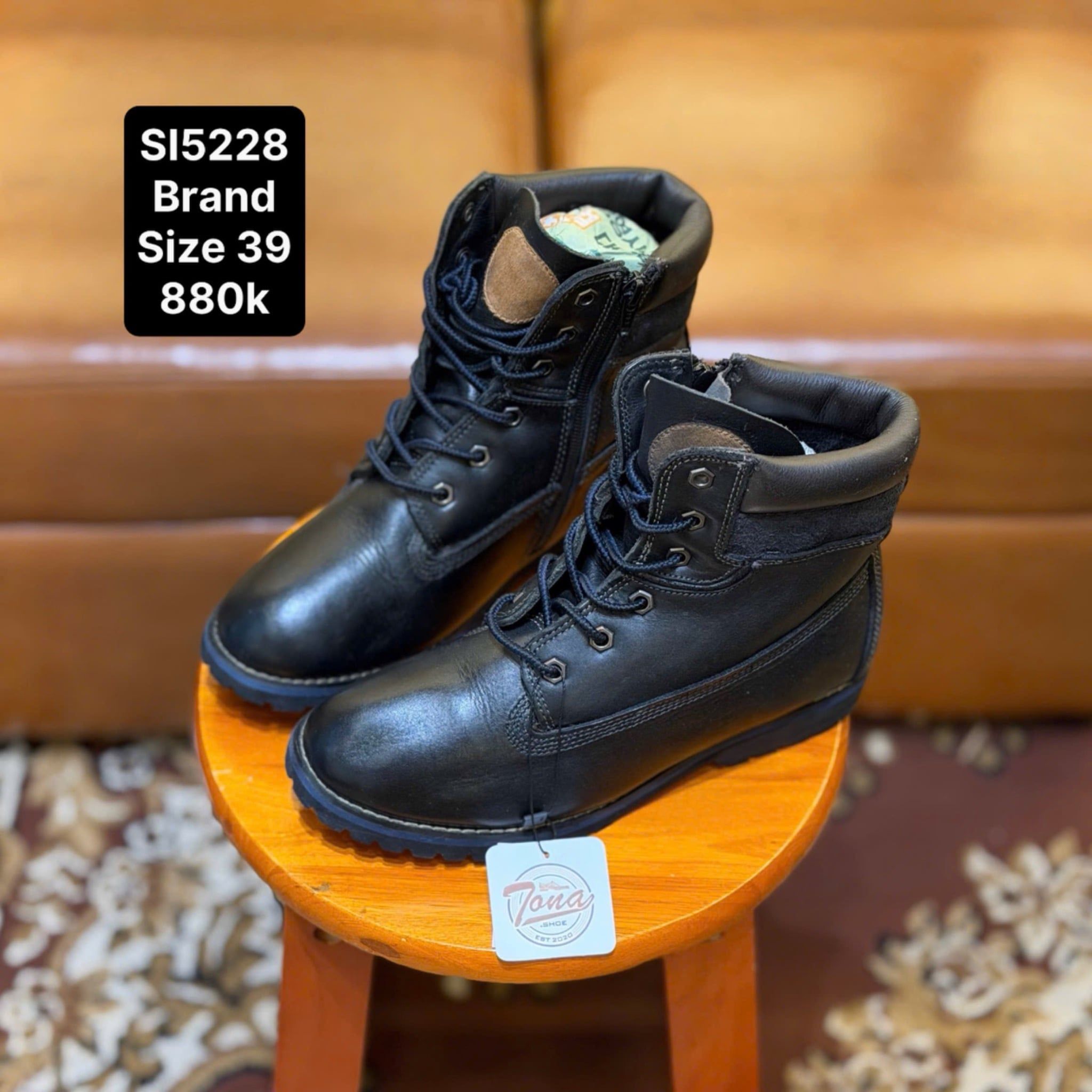 [Size 39] Giày 2hand Boots Cổ Cao Nam Tính Phủ Da Đen Đế Chống Trượt S ...