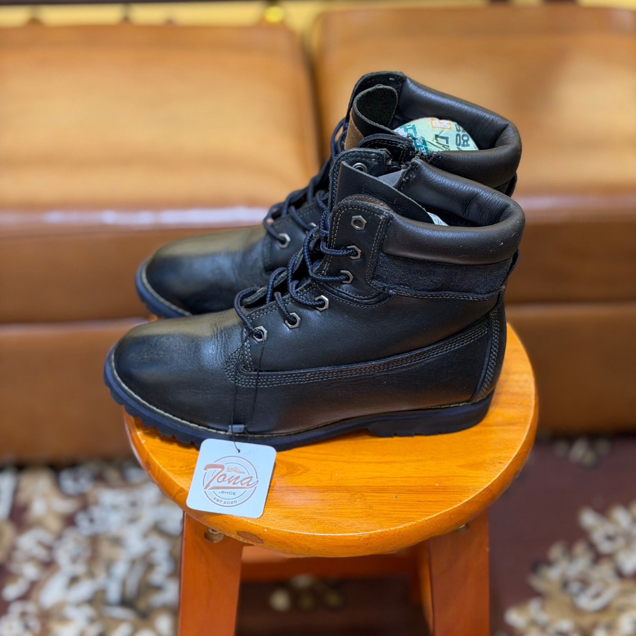 [Size 39] Giày 2hand Boots Cổ Cao Nam Tính Phủ Da Đen Đế Chống Trượt S ...