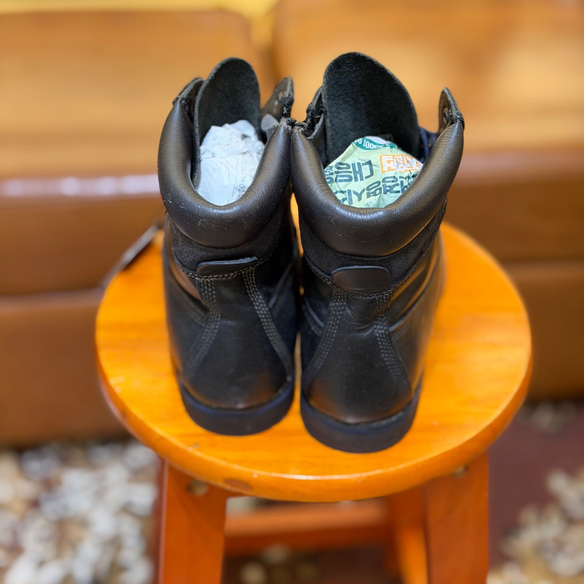 [Size 39] Giày 2hand Boots Cổ Cao Nam Tính Phủ Da Đen Đế Chống Trượt S ...