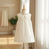  P25_155. Đầm Tiểu Thư Suông Nơ Trắng 