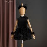  P25_241. Đầm Nhung Hoa Đen 