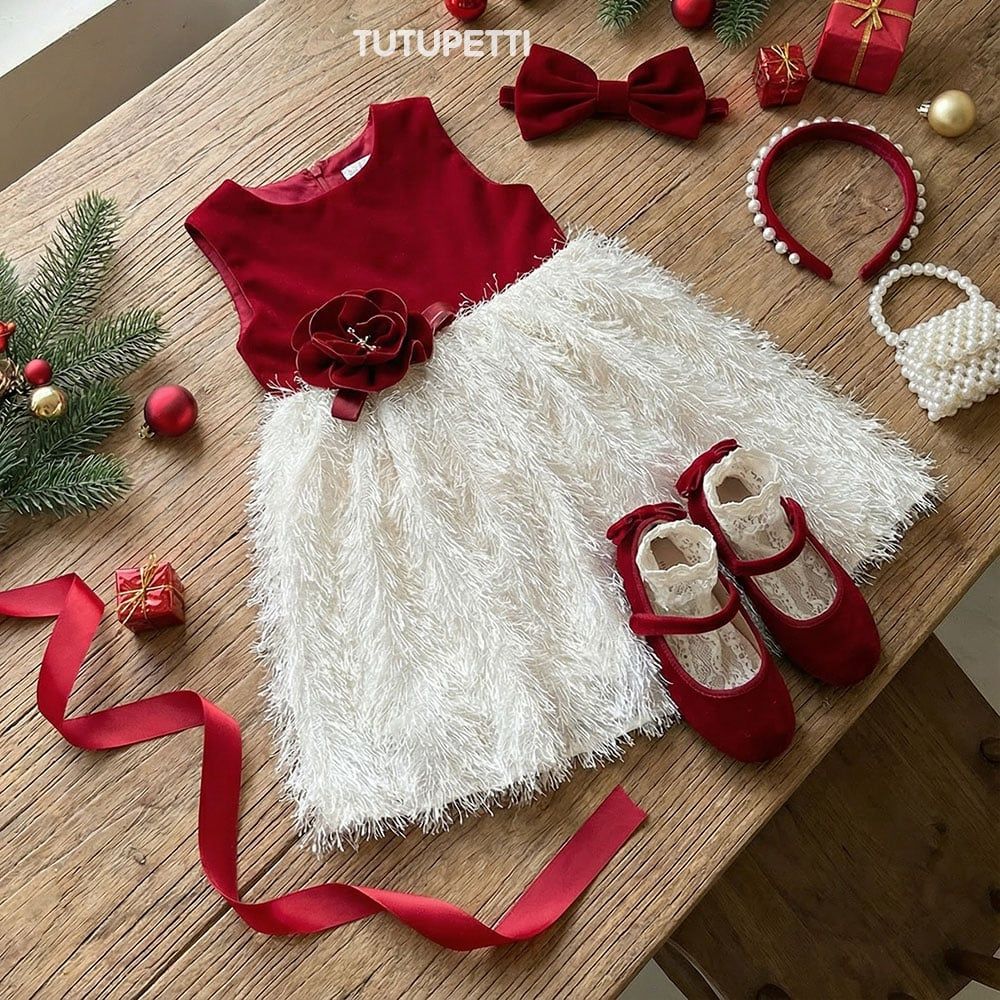  P24_316. Đầm Tiểu Thư Noel Đỏ 