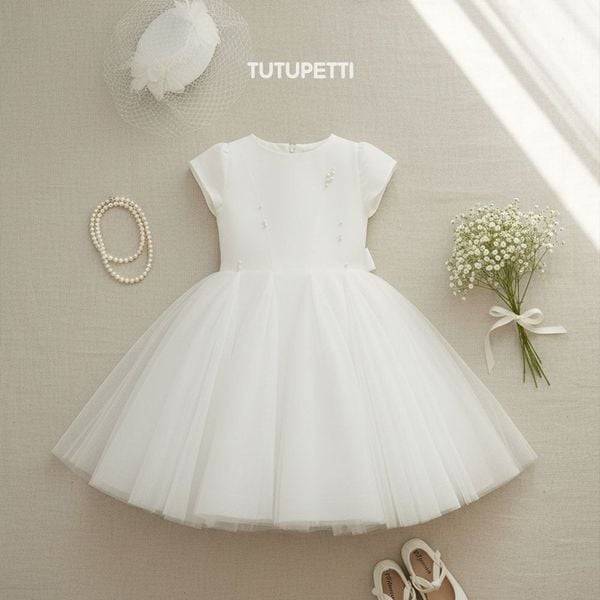  P25_263. Đầm Công Chúa Sang Trọng Nơ Trắng 