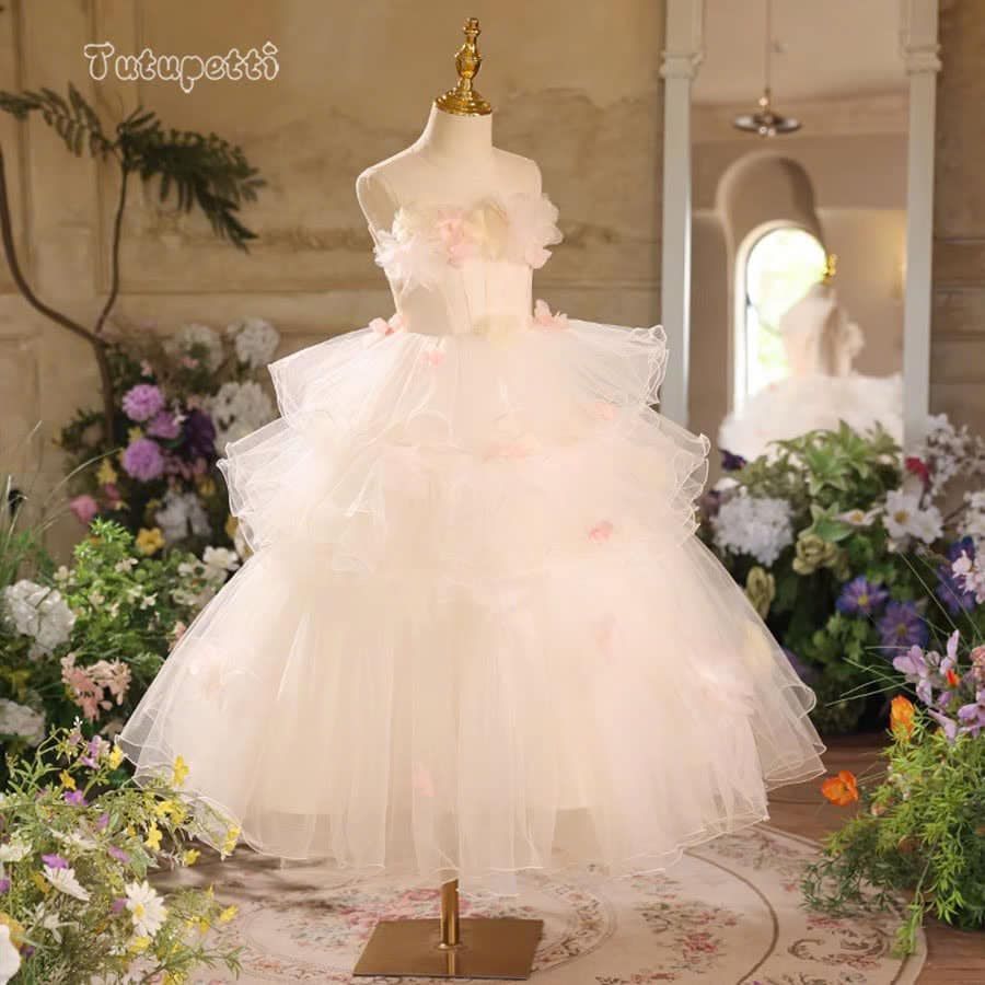  P25_135. Đầm Dạ Hội Đính Hoa Trắng 