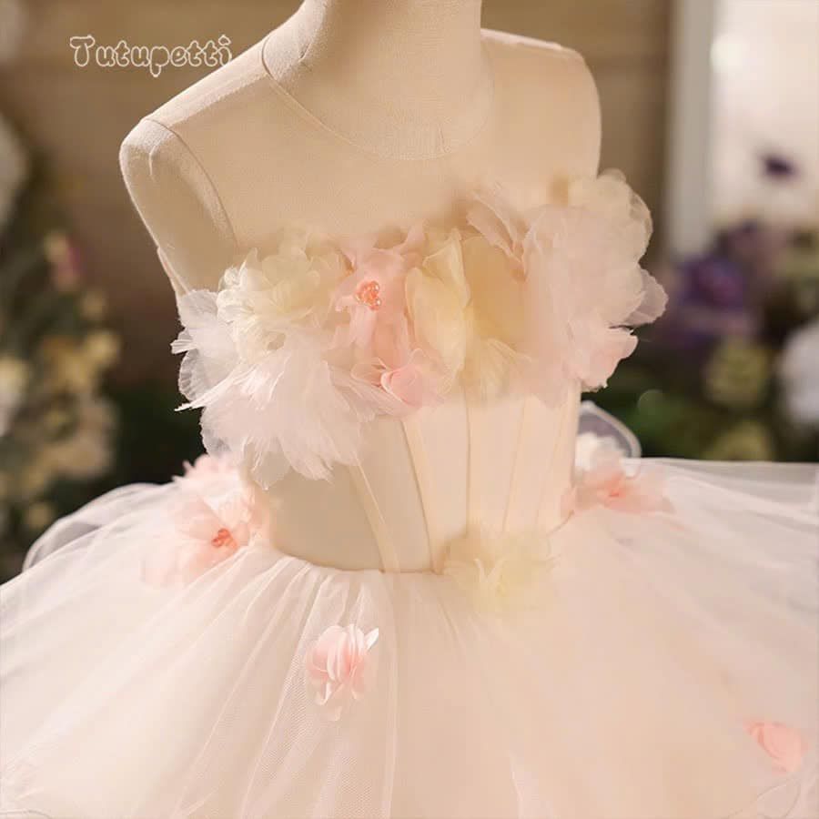  P25_135. Đầm Dạ Hội Đính Hoa Trắng 