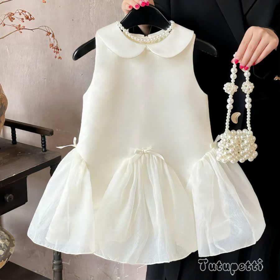  P25_138. Đầm Tiểu Thư Suông Trắng 