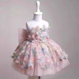  P25_141. Đầm Dự Tiệc Hoa Nổi Hồng 