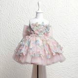  P25_141. Đầm Dự Tiệc Hoa Nổi Hồng 