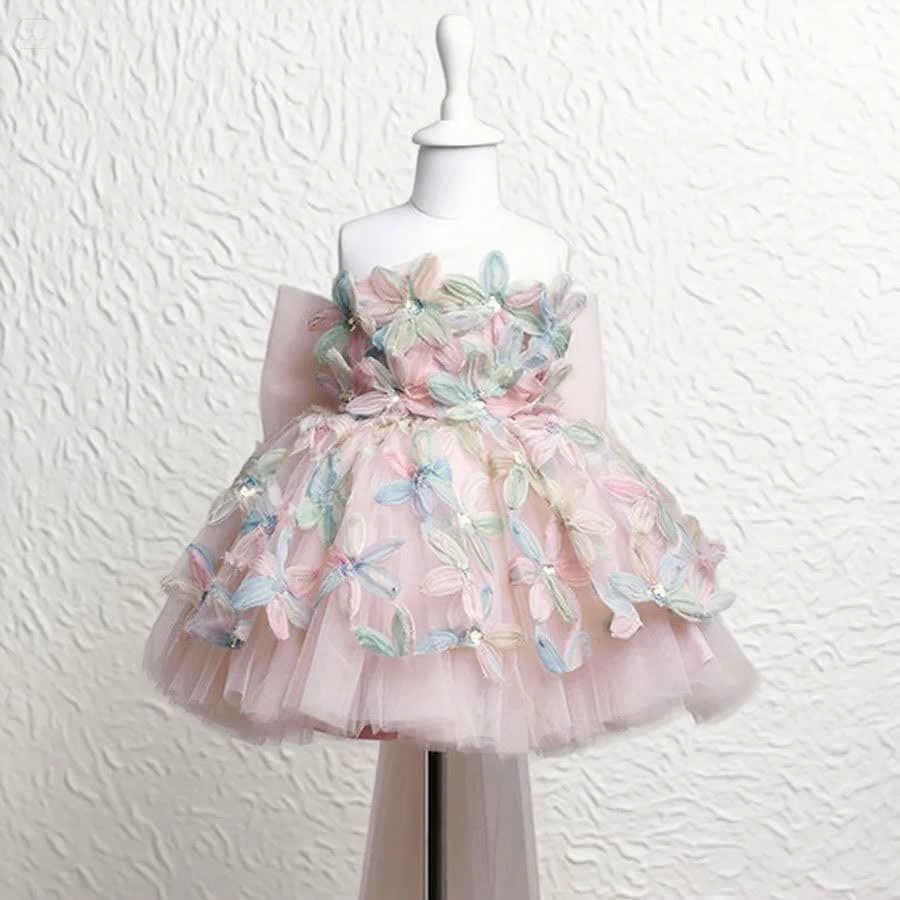  P25_141. Đầm Dự Tiệc Hoa Nổi Hồng 